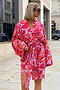 Pink Swirl Satin Dressing Gown