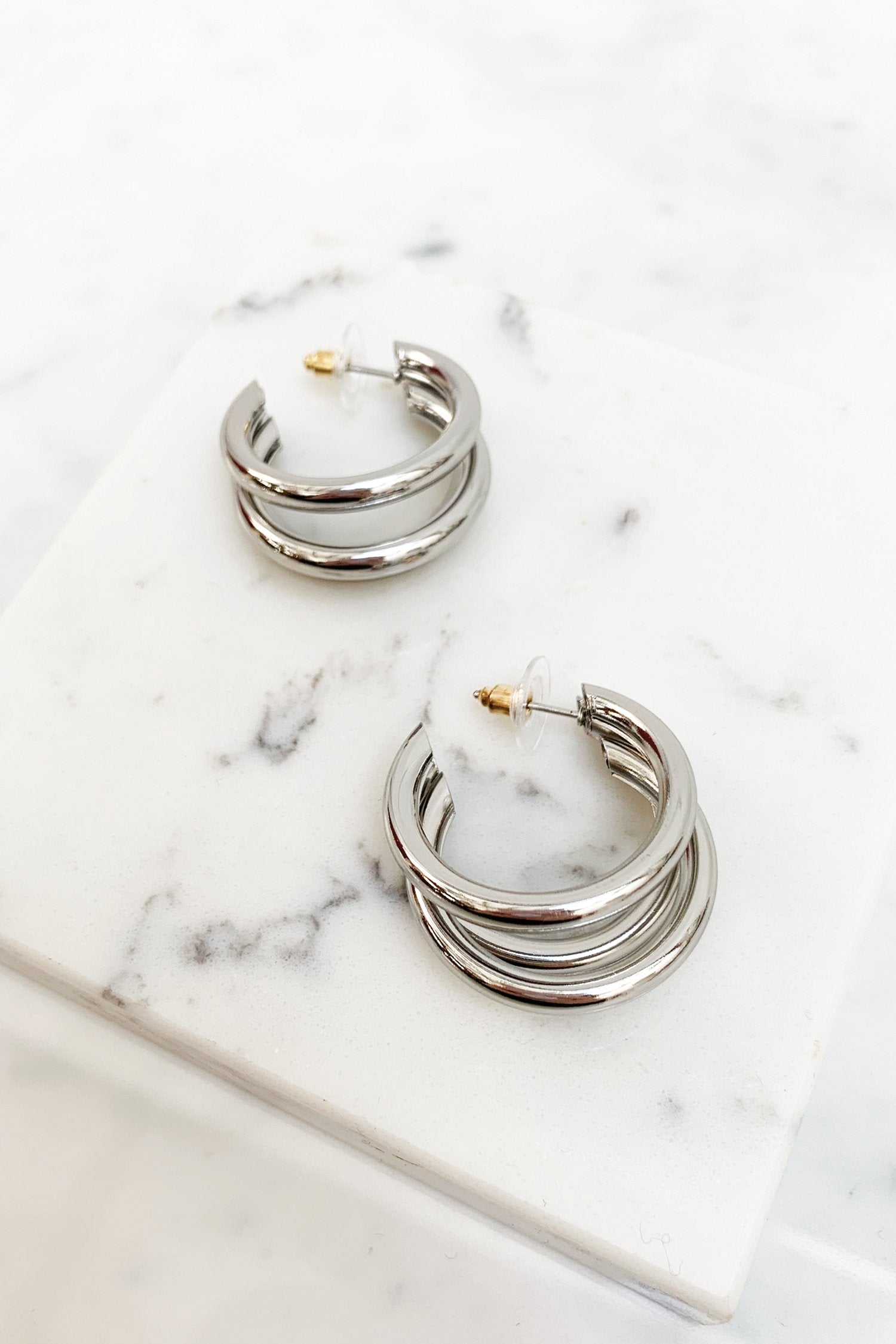 Silver-Cluster-Hoop-Earrings-£12