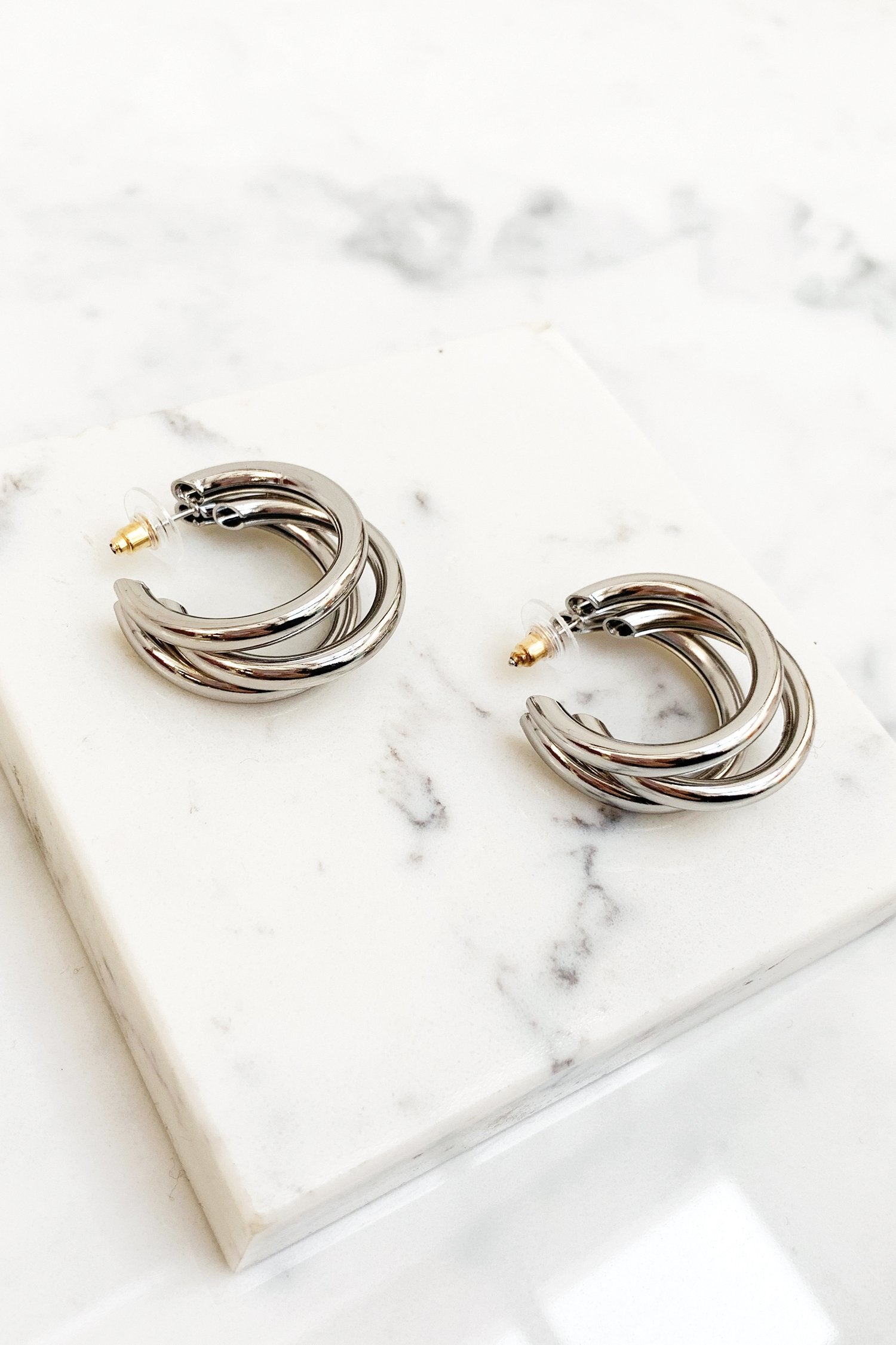 Silver-Cluster-Hoop-Earrings-£12