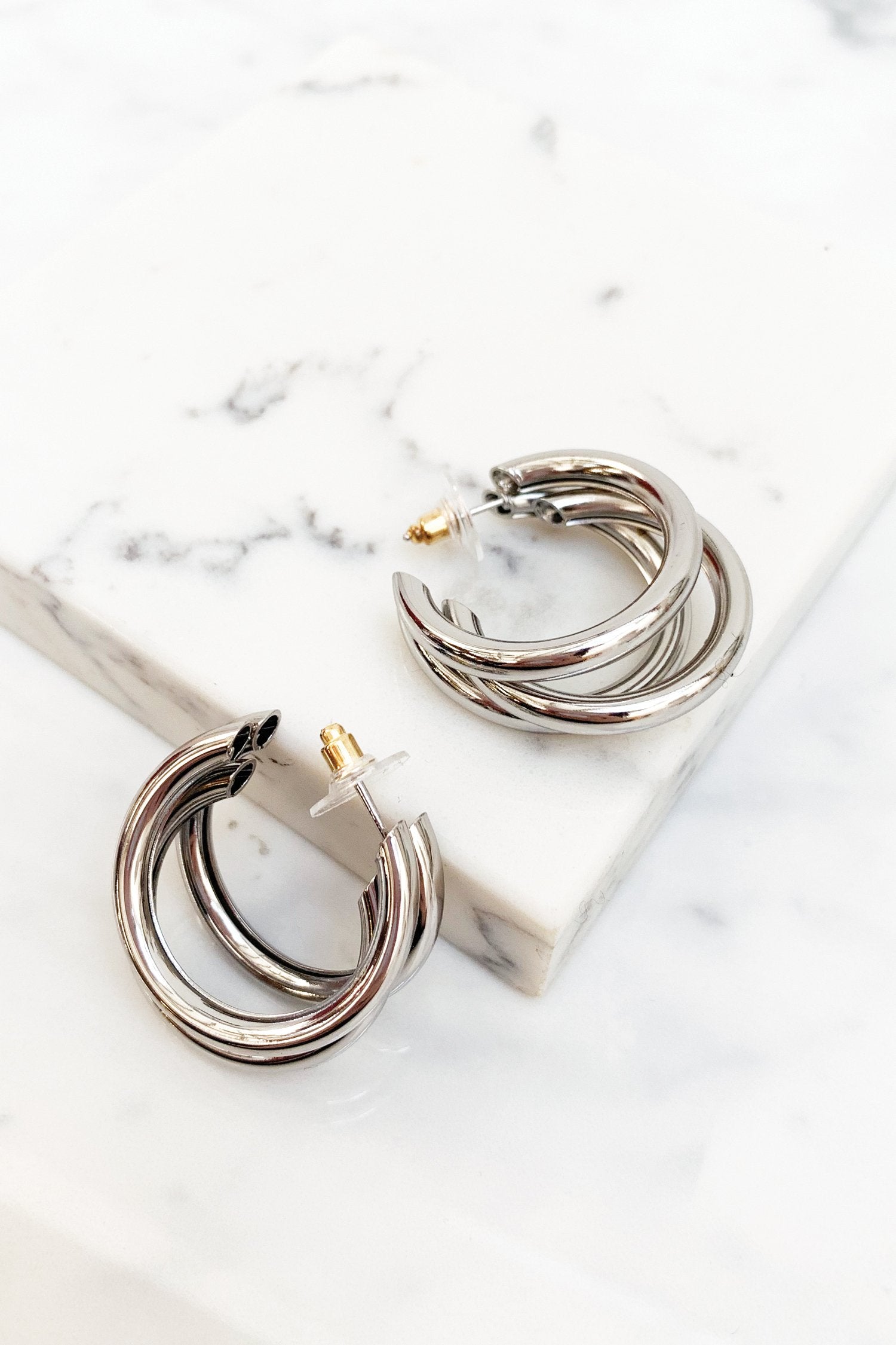 Silver-Cluster-Hoop-Earrings-£12