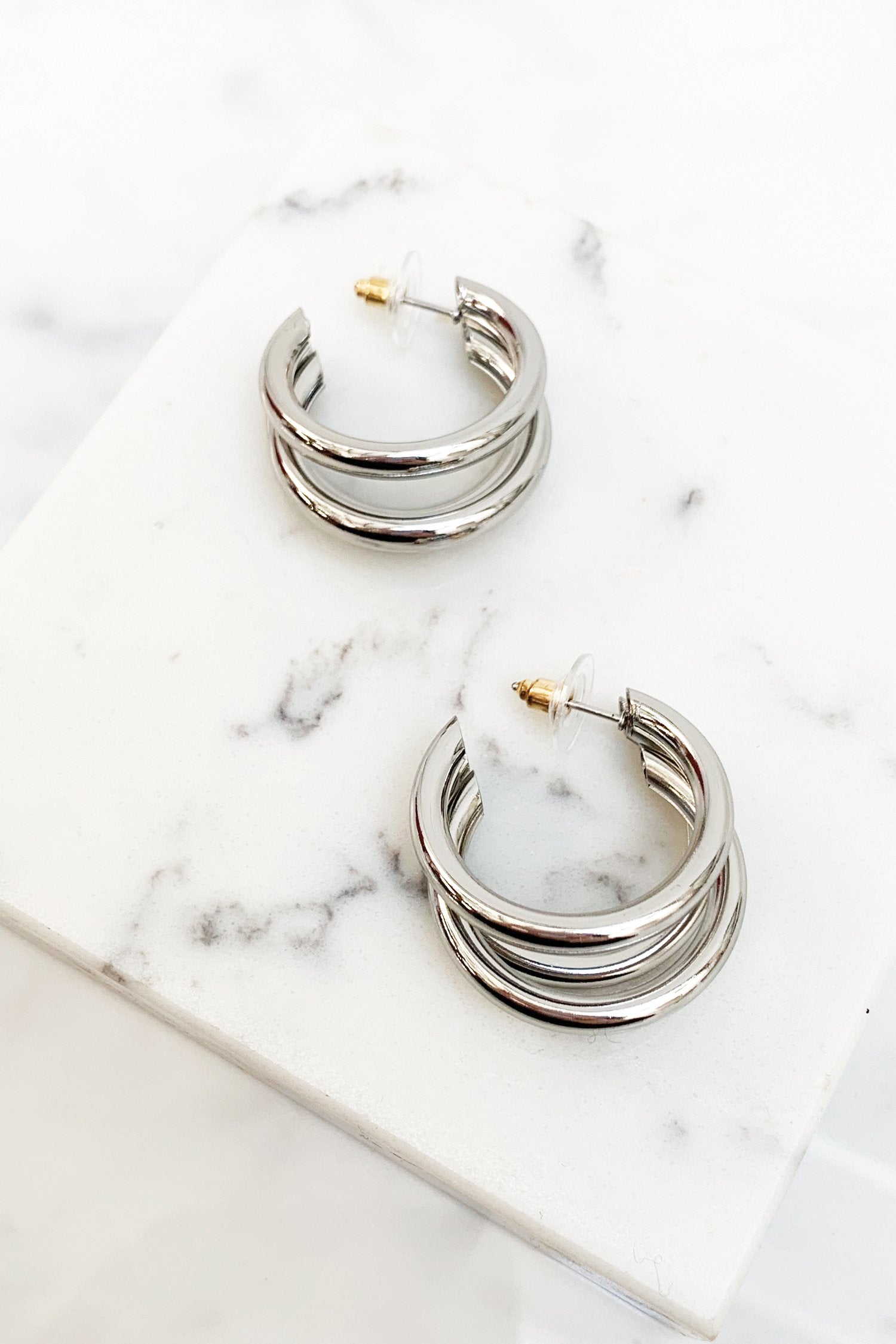 Silver-Cluster-Hoop-Earrings-£12