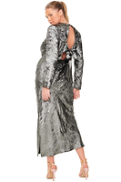 Thumbnail for Model wearing Silver Clara Midaxi Dress standing facing away from the camera
