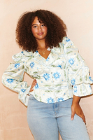 Thumbnail for Cream Print Sunniva Top - Curve