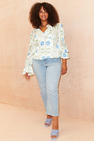 Thumbnail for Cream Print Sunniva Top - Curve