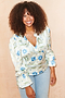 Cream Print Sunniva Top - Curve