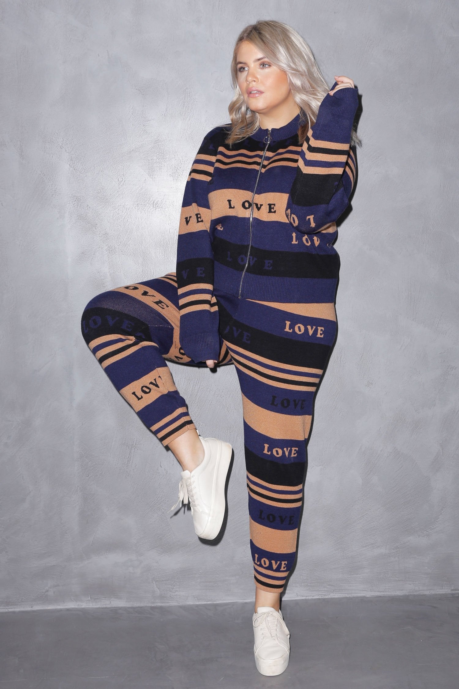 True Love Blues Zip Knit Top - Curve