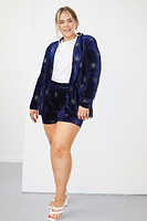 Thumbnail for Navy Velvet Embellished Shorts