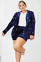 Navy Velvet Embellished Shorts