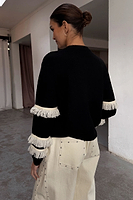 Thumbnail for Black and Cream Fringe Holly Cardigan