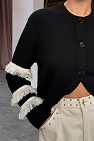 Thumbnail for Black and Cream Fringe Holly Cardigan