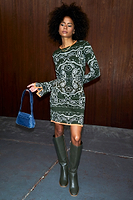 Thumbnail for Model wearing Khaki Bandana Knit Mini Dress