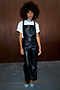 Black Vegan Leather Dungarees