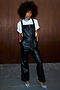 Black Vegan Leather Dungarees