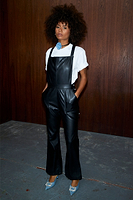 Thumbnail for Black Vegan Leather Dungarees