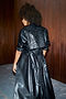 Black Embroidered Vegan Leather Trench Coat