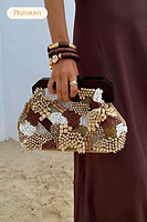 Thumbnail for Brown Beaded Clutch Bag