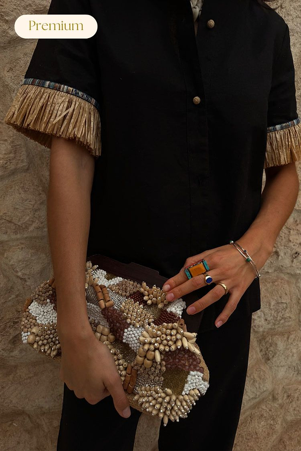 Black Raffia Shirt