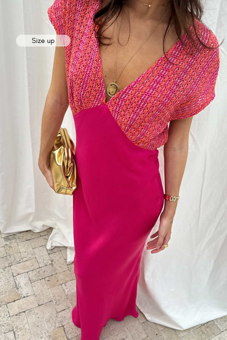 Pink and Red Crochet Elodie Dress