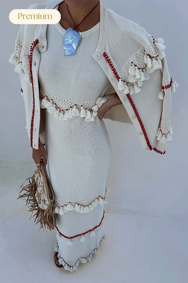 Ivory and Red Harper Dress