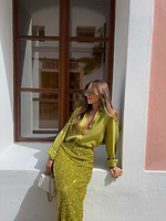 Thumbnail for Lime Sequin Dorris Skirt