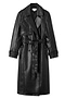 Black Embroidered Vegan Leather Trench Coat