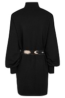 Thumbnail for Back of Black Lyon Belted Knit Dress