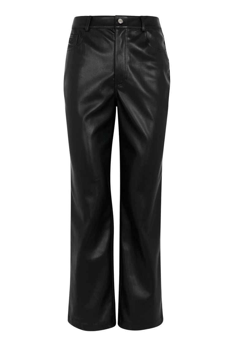 Black Vegan Leather Trousers