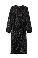 Thumbnail for Black Sequin Vienna Wrap dress