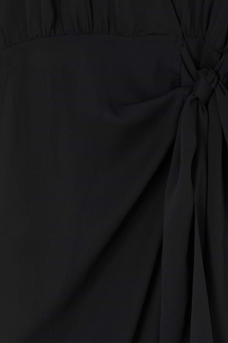 Close up of Black Sheer Midaxi Vienna Dress
