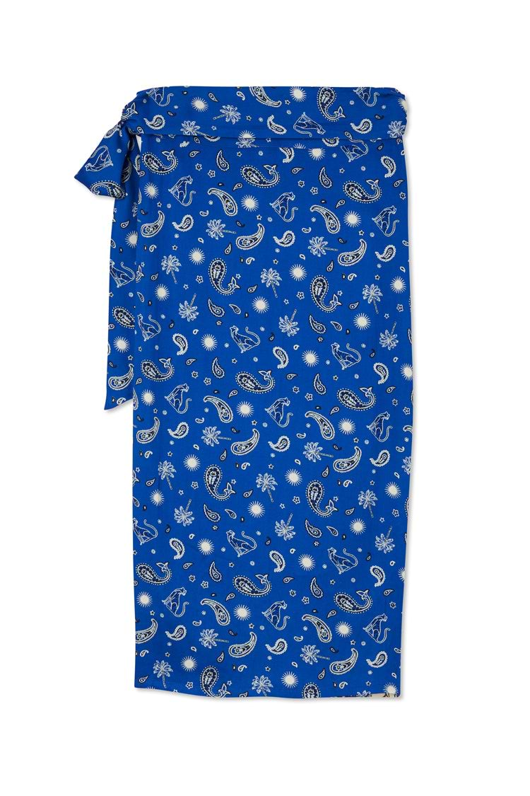 Blue Bandana Clash Jaspre Wrap Skirt