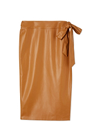 Thumbnail for Camel Vegan Leather Jaspre Skirt