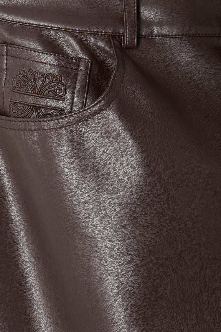 Chocolate Vegan Leather Trouser
