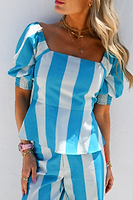 Thumbnail for Model wearing Blue Stripe Kiki Top