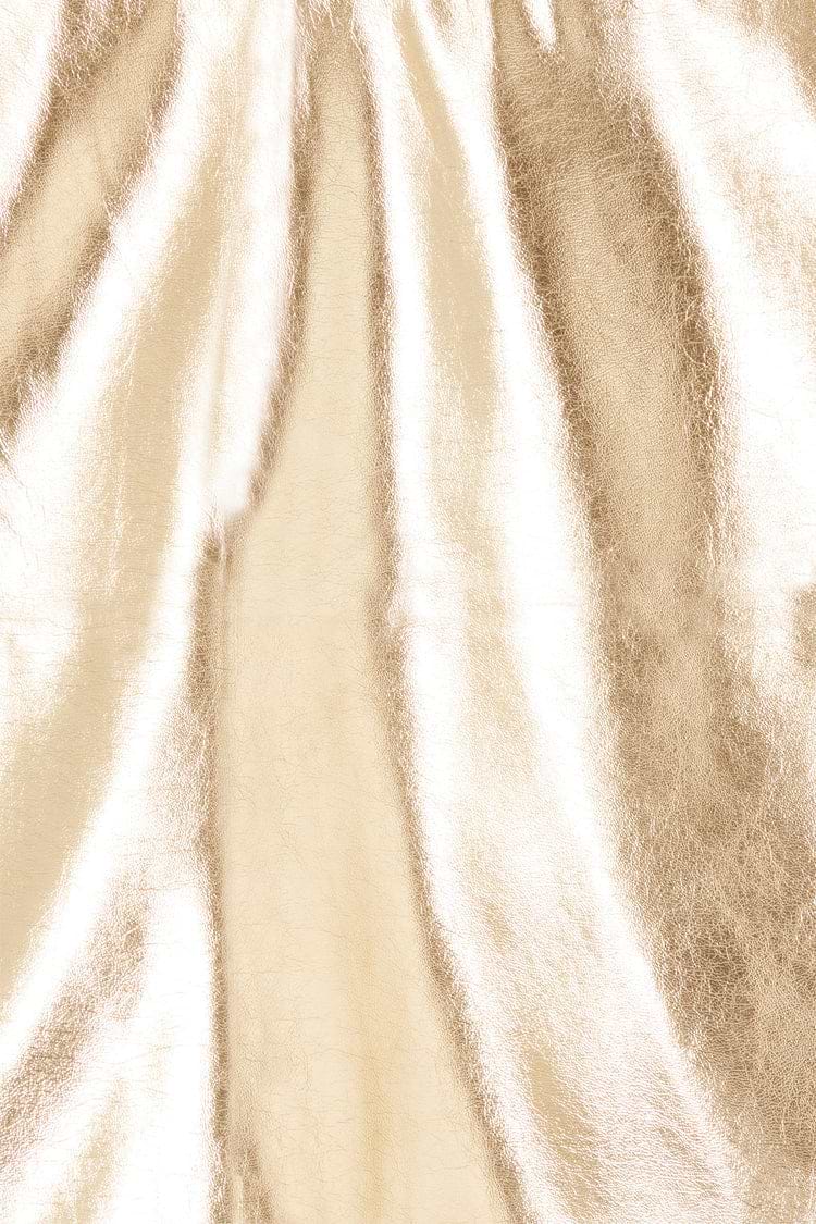Gold Vegan Leather Mini Wrap Skirt Petite