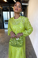 Thumbnail for Model wearing Lime Sequin Clutch Bag