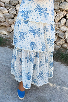 Thumbnail for Model wearing Blue Floral Peony Dress