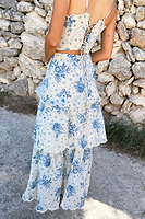 Thumbnail for Model wearing Blue Floral Peony Dress