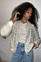 Silver Sequin Bomber Jacket