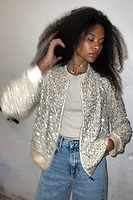 Thumbnail for model wearing Sequin Bomber