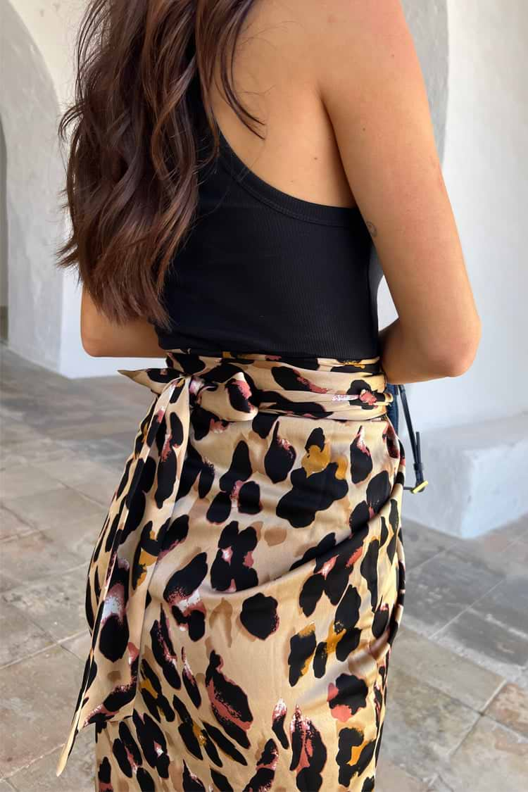 Leopard print wrap skirt vest best sale