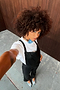 Black Vegan Leather Dungarees