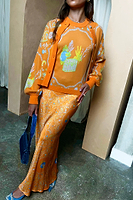 Thumbnail for Model wearing Orange Sea life Portrait Skirt