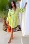 Blue Palm Mini Swirl Dress