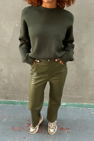 Thumbnail for Khaki Vegan Leather Trouser