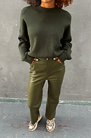 Thumbnail for Khaki Vegan Leather Trouser