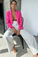 Thumbnail for White Cotton Linen Demi Trouser
