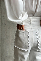 Thumbnail for Ecru Scallop Detail Jeans