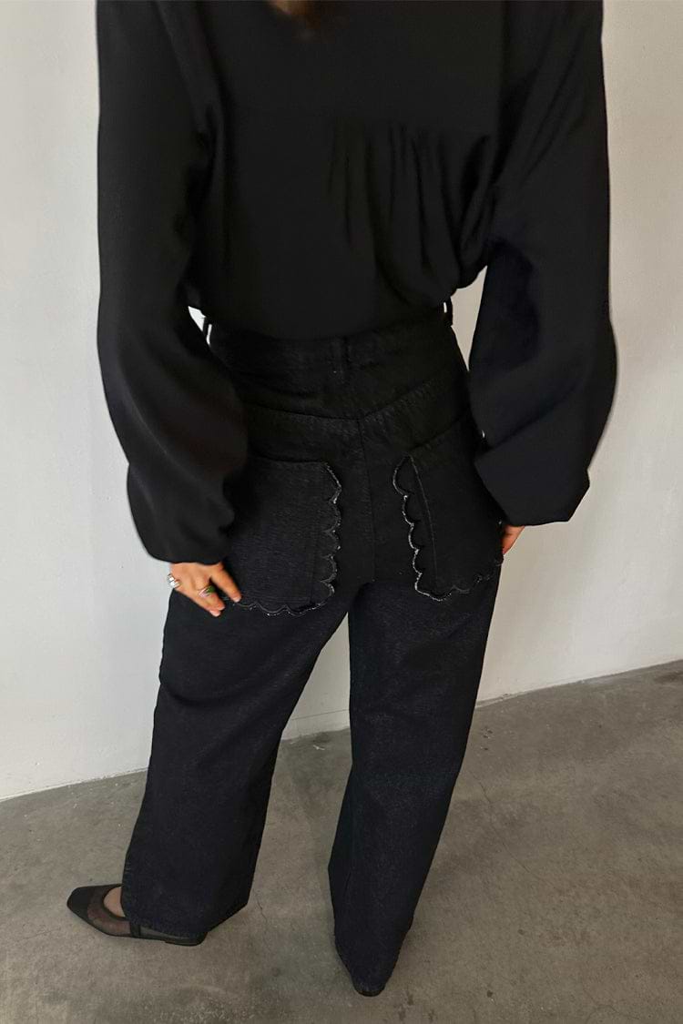 Black Scallop Detail Jeans