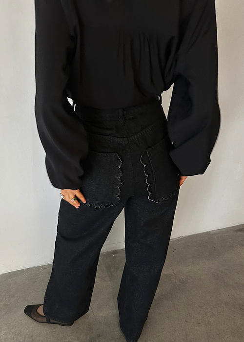 Black Scallop Detail Jeans
