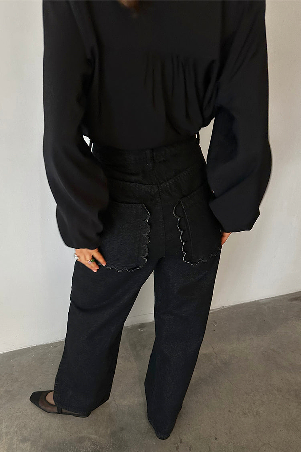 Black Scallop Detail Jeans